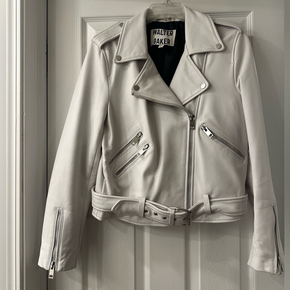 Walter Baker white leather jacket M